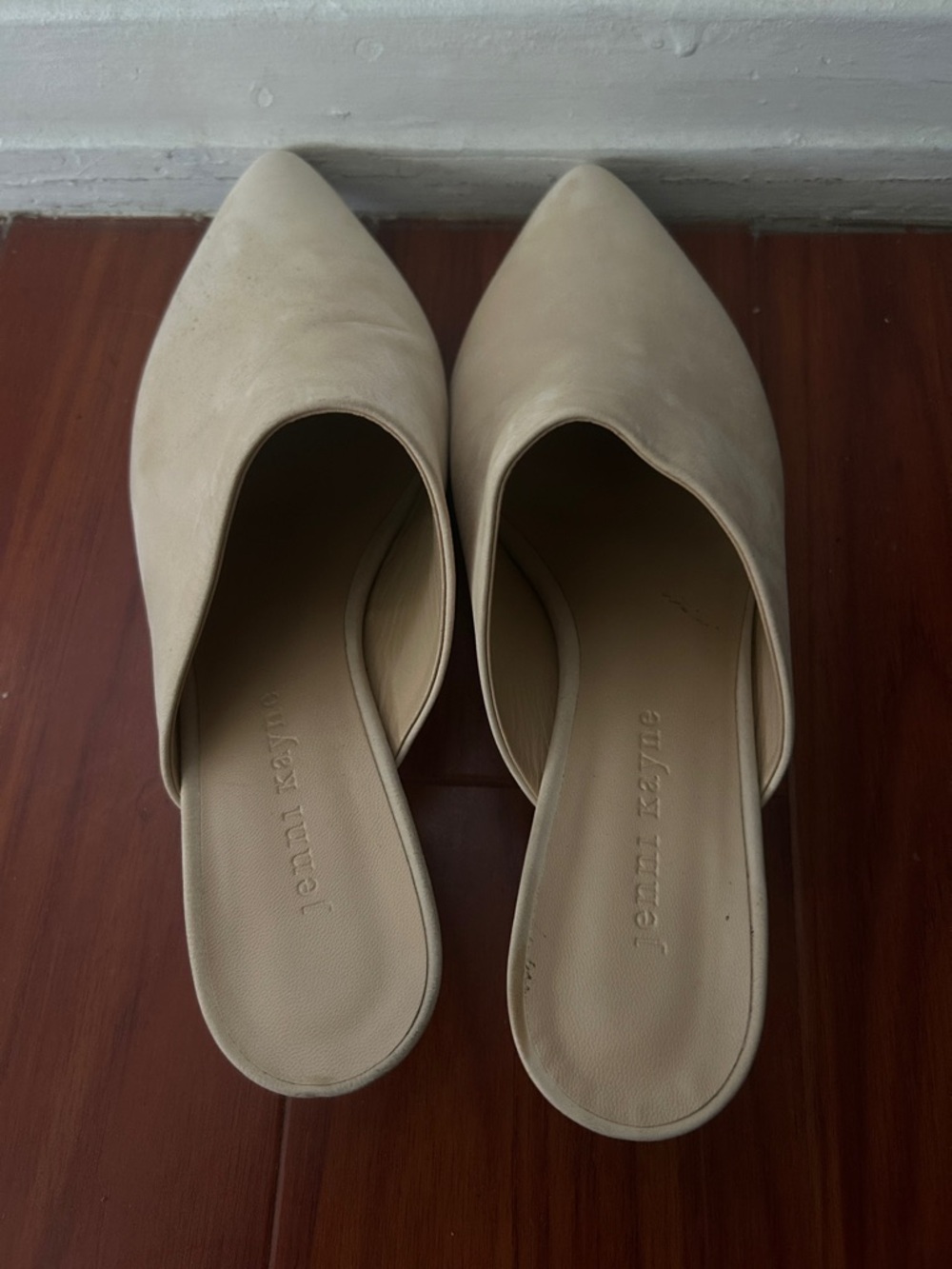 Jenni Kayne Cream Pointed-Toe Leather Mules